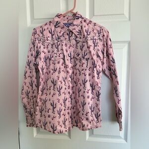 Size XL 14-16 Cowboy Hardware western shirt with cactus.  Rhinestone snaps.